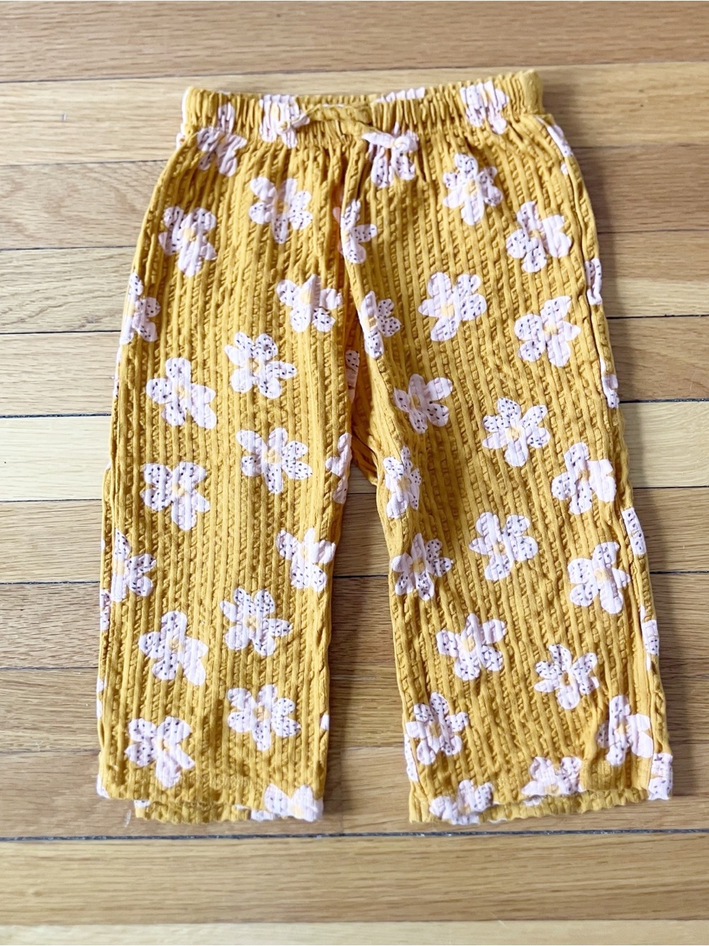 Next Mustard Pink Daisy Floral Cotton Muslin Lightweight Beach Pants 2-3